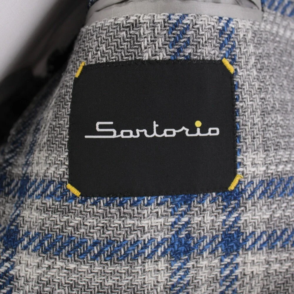 Sartorio Kiton NWT Wool Blend Sport Coat Size 52R (42R US) Gray w/ Blue & White